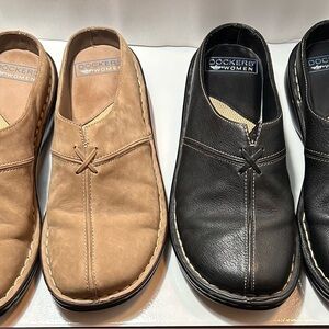 Dockers Mules Slip On Brown Black Leather Comfort Women's Shoes 7.5M